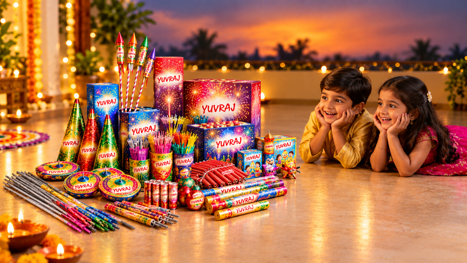 7CM electric sparklers and 12CM colour sparklers from Yuvraj Pyro Mart Diwali 2026 price list