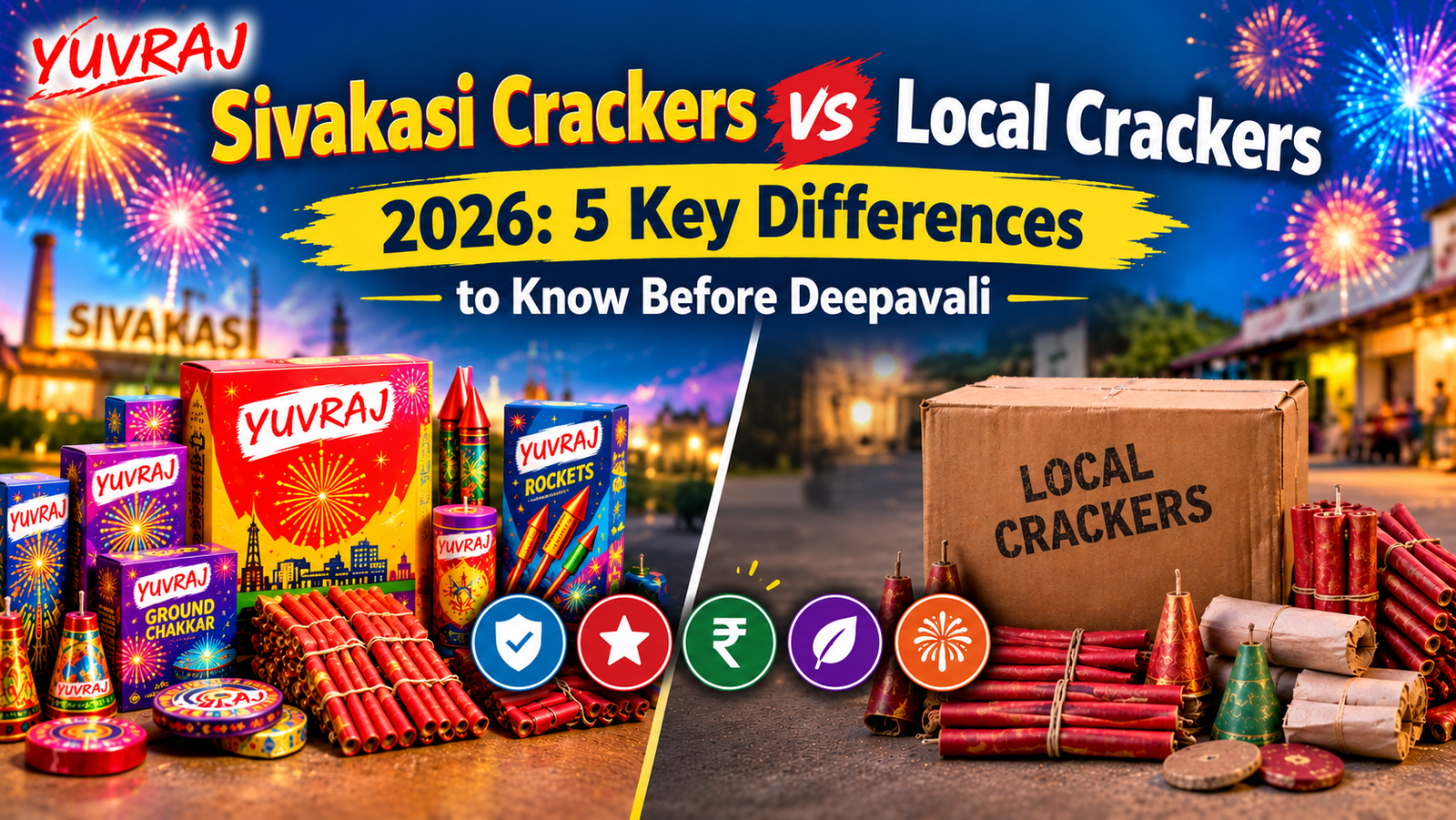 Sivakasi crackers vs local crackers showing five key differences to consider before Deepavali 2026
