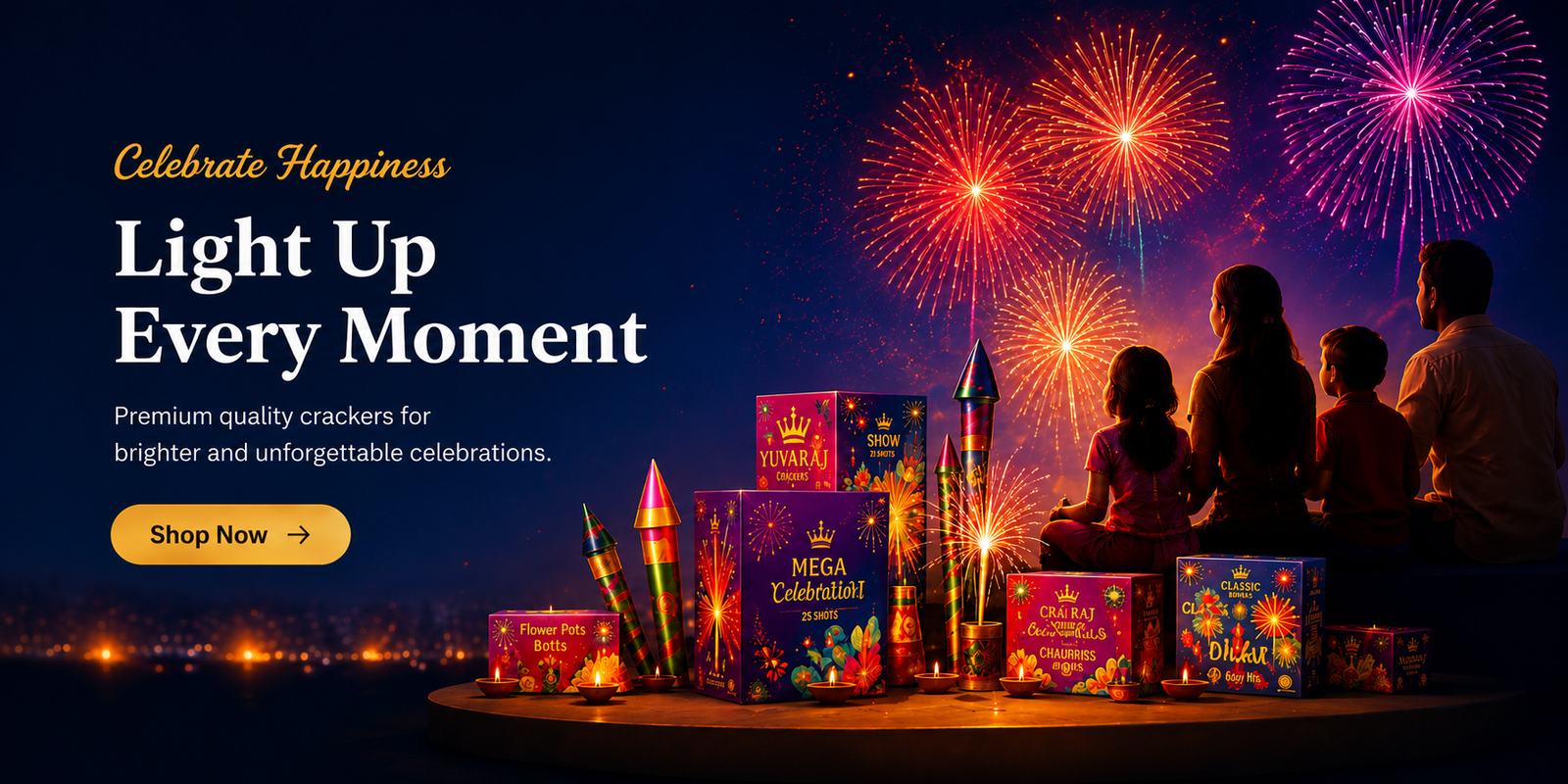 Yuvaraj Crackers celebration banner